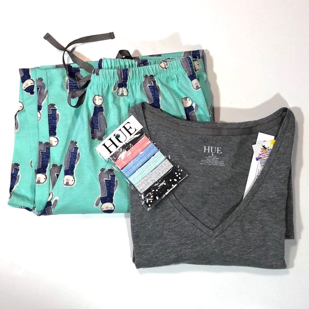 NWT HUE Long Sleeve Penguin Pajama Set - Picture 1 of 8